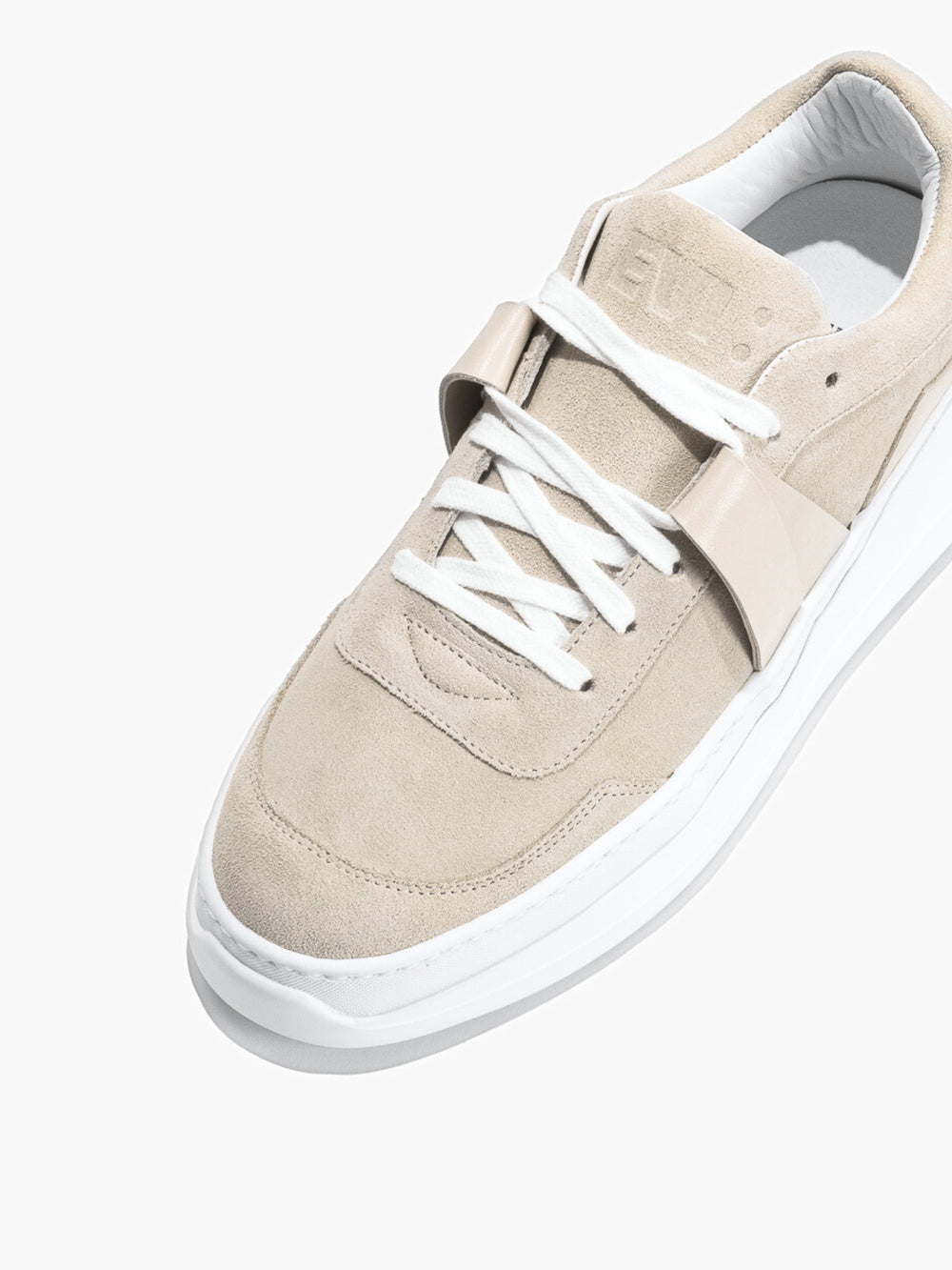 G025 : Beige Dune - Sneakers en cuir velours et cuir nappa beige