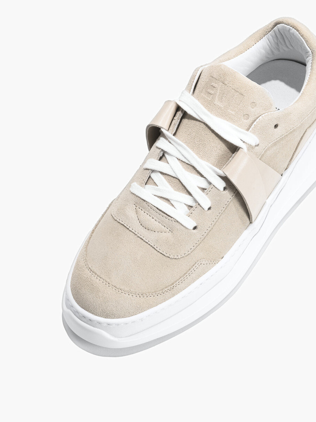 G025 : Beige Dune - Sneakers en cuir velours et cuir nappa beige
