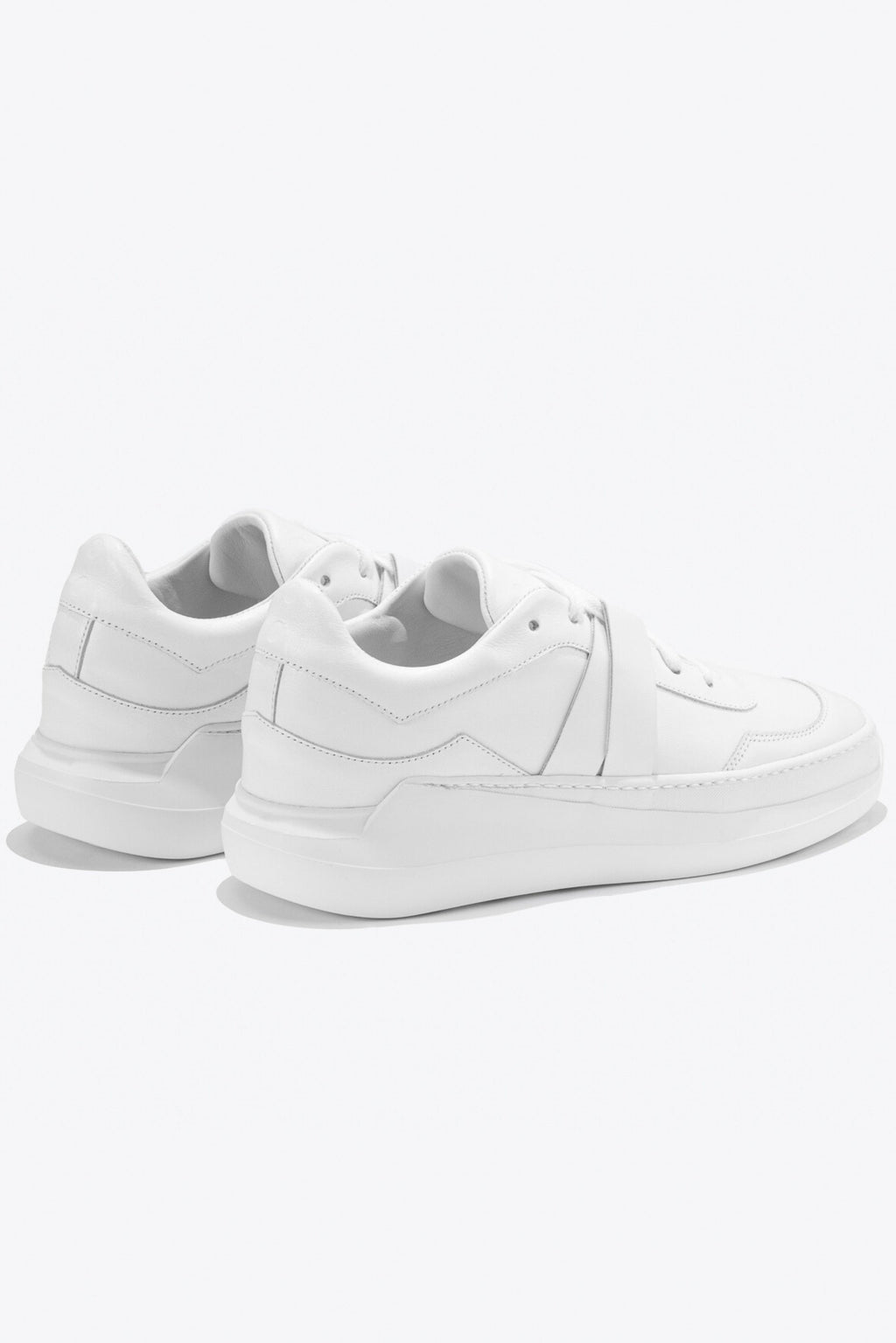 Sneakers artisanales made in france  EVI G0 Zénith en cuir lisse blanc